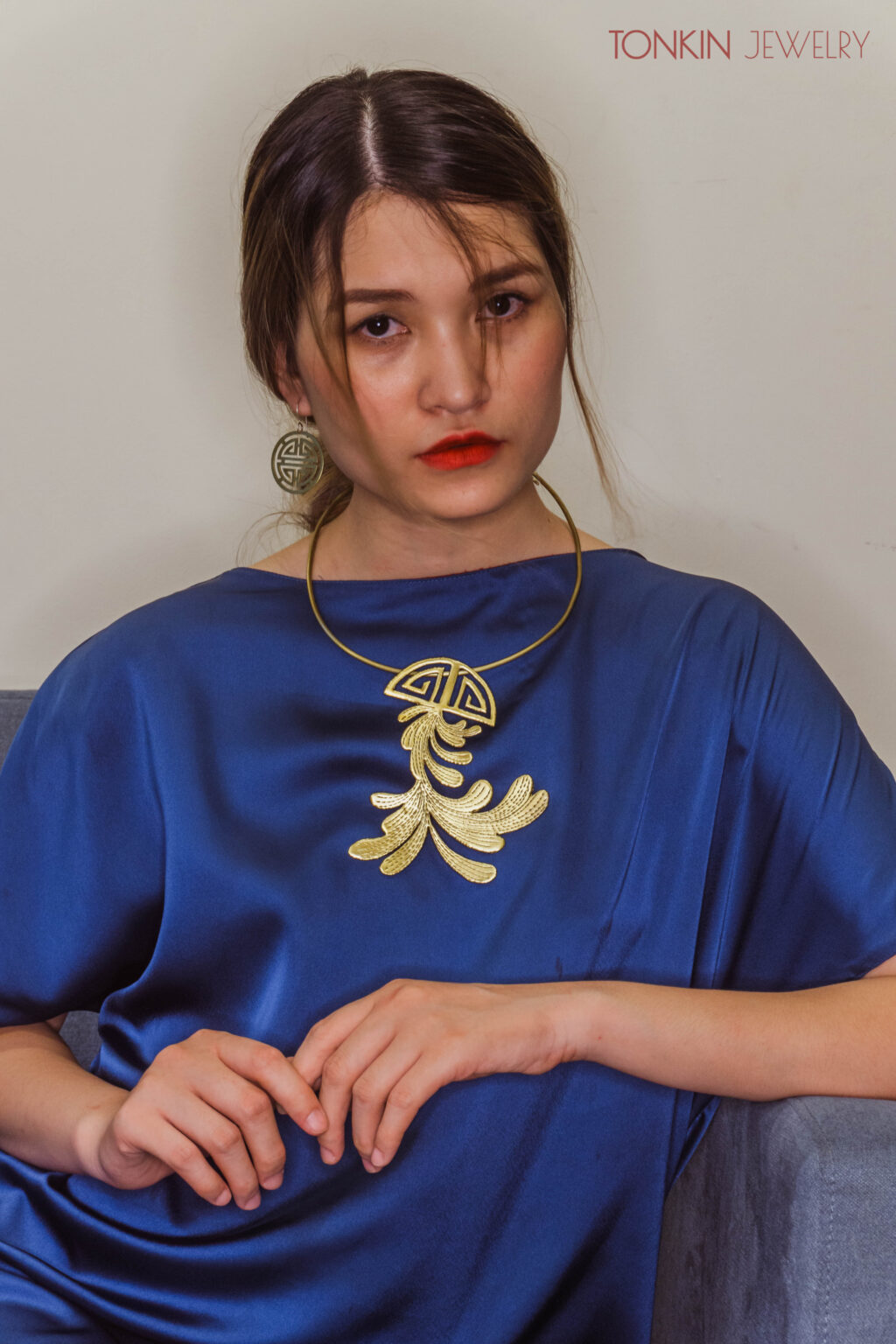 Longevity Symbol and Fishtail Necklace Brass Necklace Tonkin Craft