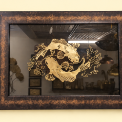 Tranh đồng vàng cá chép hóa rồng thiết kế hiện đại, tranh decor, tranh quà tặng