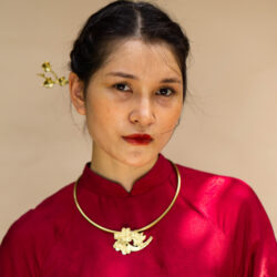 Kiềng Đồng Chạm Hoa Mai Đào