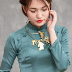 Kiềng Đồng Lá Cúc Cổ Thủ Công