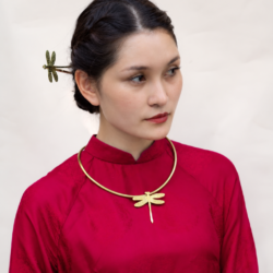 Kiềng Đồng Chuồn Chuồn Thủ Công, kiềng mặc áo dài, cổ phục