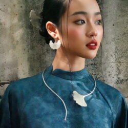 Kiềng Lá Bạch Quả Mạ Bạc, Kiềng mặc áo dài, kiềng mạ bạc