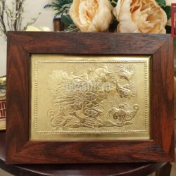Tranh đồng chạm nổi Đàn Gà Đại Cát, tranh quà tặng